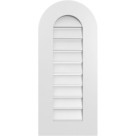 Ekena Millwork Round Top Surface Mount PVC Gable Vent: Functional, w/ 3-1/2"W x 1"P Standard Frame, 14"W x 32"H GVPRT14X3201SF